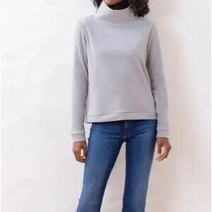 Dudley Stephens Stand Collar Turtleneck Fleece Pullover Sweatshirt Gray Medium